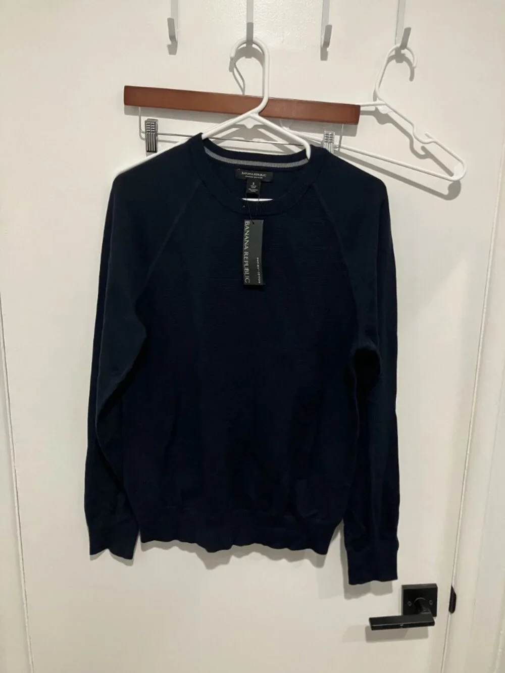 Banana Republic Men's Supima Cotton Crewneck Pique Sweatshirt, Navy, Small, NWT